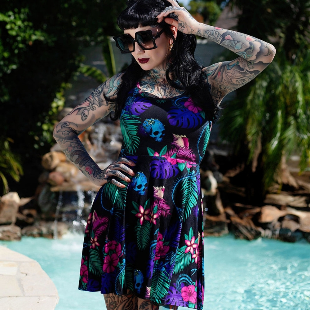 Black Mast Tropigoth Skater Dress